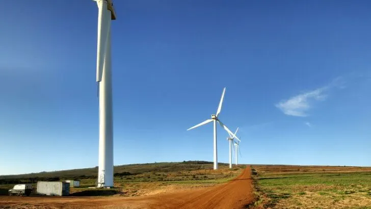 Wind turbine on an open field