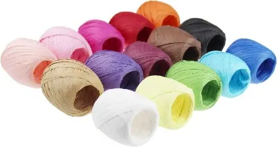 10 Best Sustainable Gift Wrapping Options 9 Goodma Raffia Paper Ribbon set with different colors