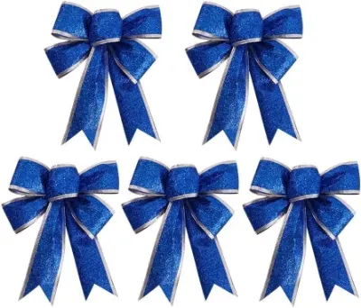 Blue Healifty Christmas Fabric Ribbon Bow set