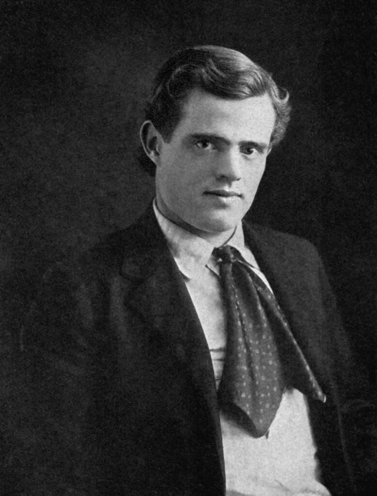 black and white portrait of writer jack london