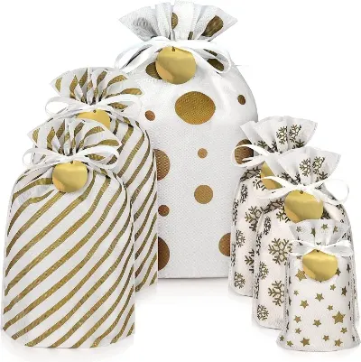 10 Best Sustainable Gift Wrapping Options 3 Mistorri Fabric Drawstring Bag set