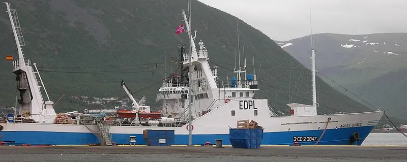 Trawler after arrest for illegal fishing