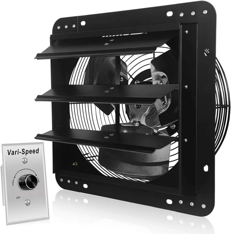 black greenhouse fan with controls