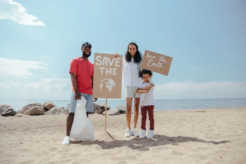 a family campaigning to save the earth