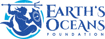 blue merman with shield logo of earth's oceans foundation