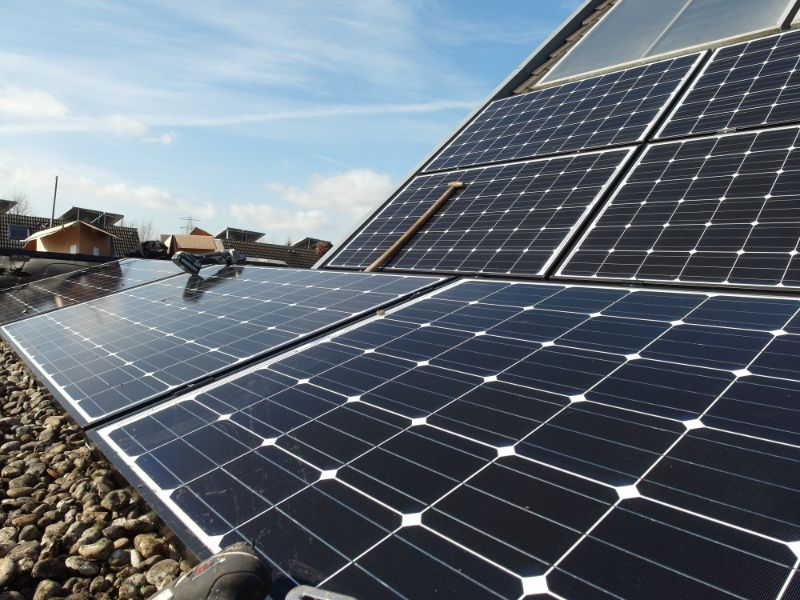 Solar panels on a residential area