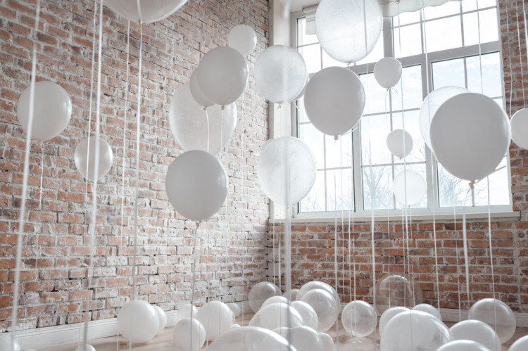 White Balloons Floating