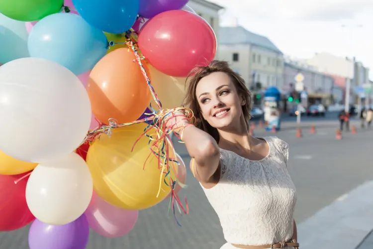 Woman With Bunch of Balloons Woman With Bunch of Balloons