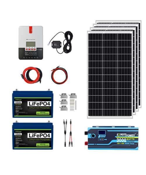 ExpertPower 2.5KWH 12V Solar Power Kit