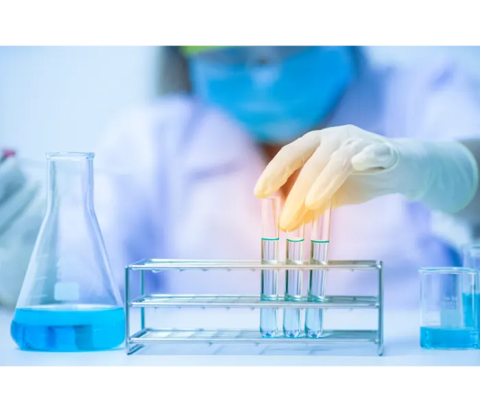 Lab technician analyzing chemicals