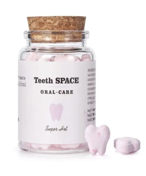 TeethSPACE Peach & Green Tea Flavor toothpaste tablets