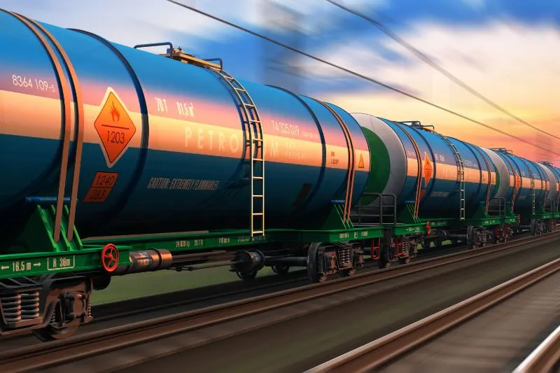 Freight train with petroleum