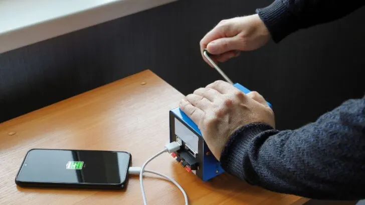 Man charging his mobile phone