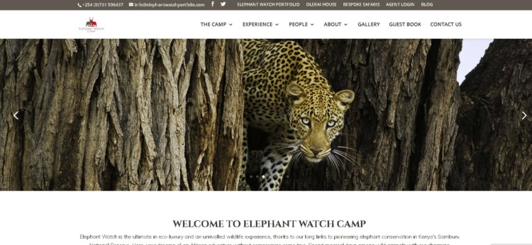 Elephant Watch Camp landing page