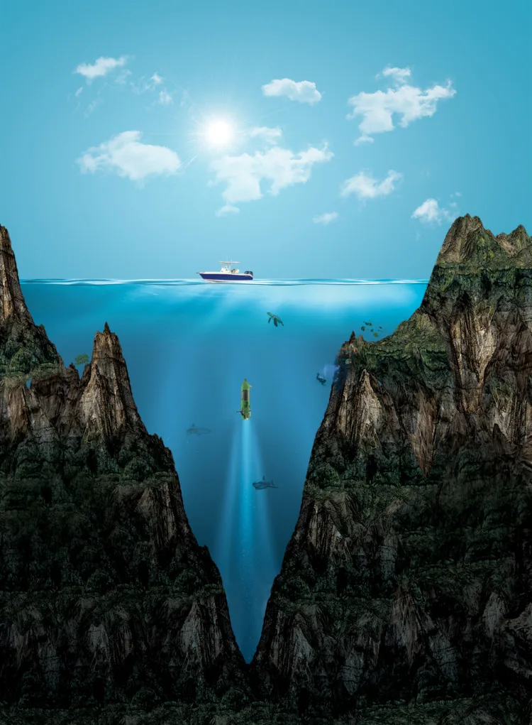 Mariana Trench: Exploring the Deepest Oceanic Abyss 1 Mariana Trench, the deepest point of the earth.Digital Visual Illustration of Mariana Trench.