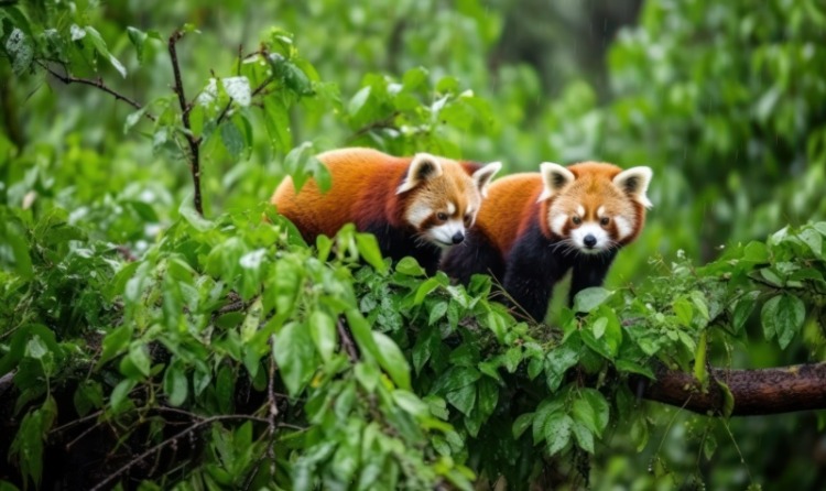 Red panda in tree 