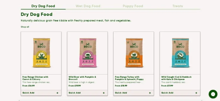 Dog Foods in different flavors by Beco