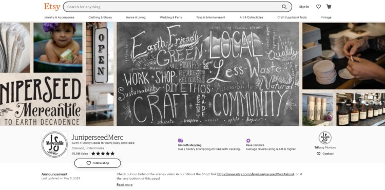 Juniperseed Mercantile Etsy Page