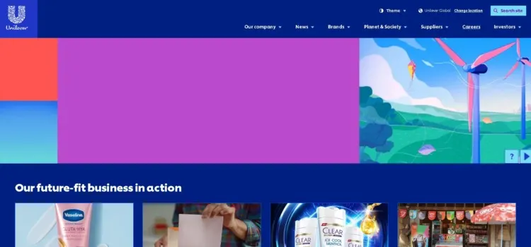 Unilever Website Page