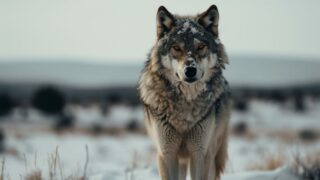 Steppe wolf looking fierce
