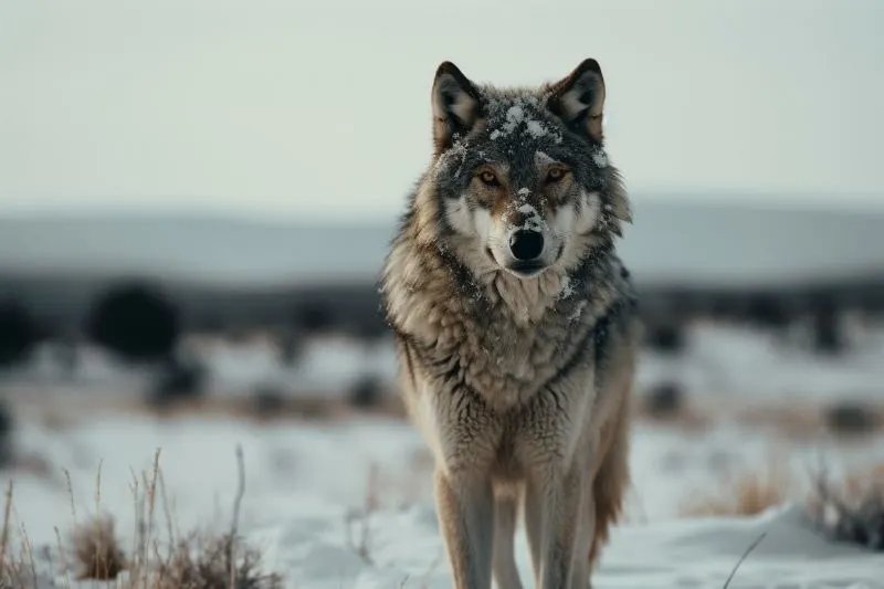 Steppe wolf looking fierce