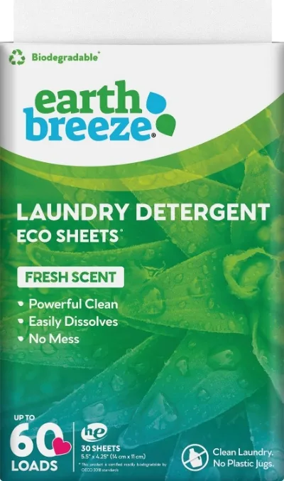 10 Best Eco-Friendly Laundry Detergents 2 Pack of Earth Breeze Laundry Detergent Sheets
