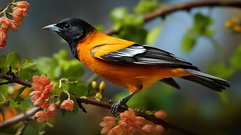 Baltimore Oriole standing on a branch