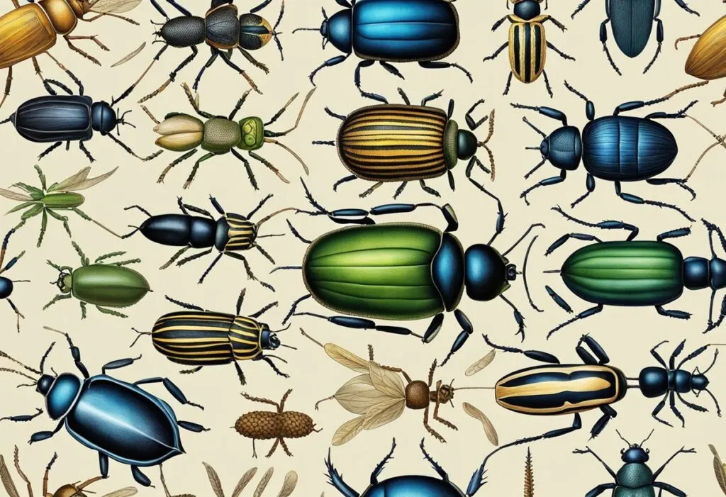 Colored beetles illustration 