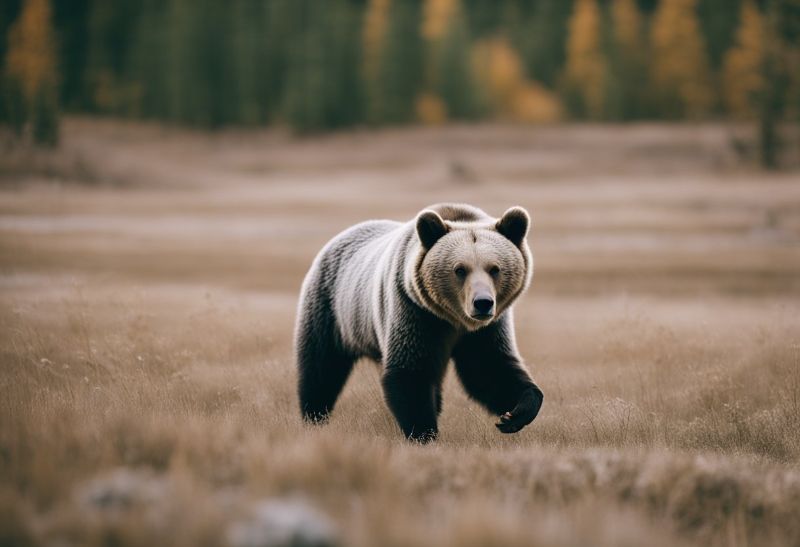 Black bear walking around