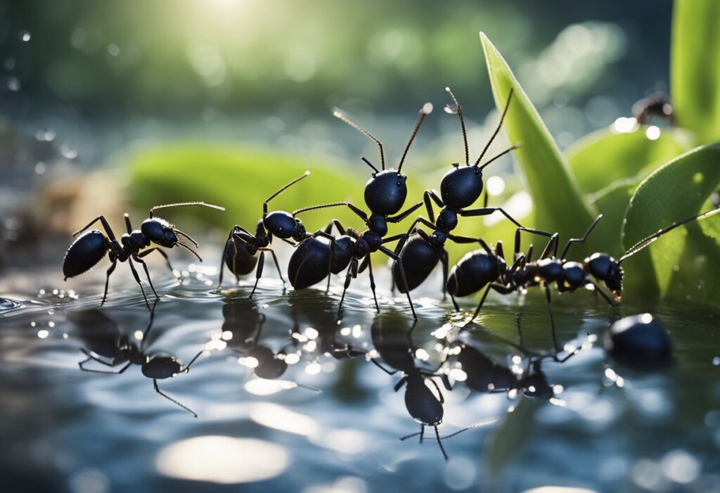Closeup shot of black ants