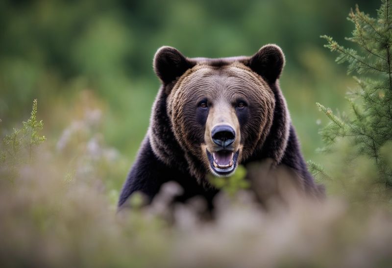 Fierce brown bear Fierce-looking brown bear