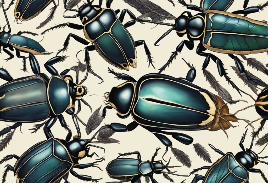 Flesh-eating beetles illustration