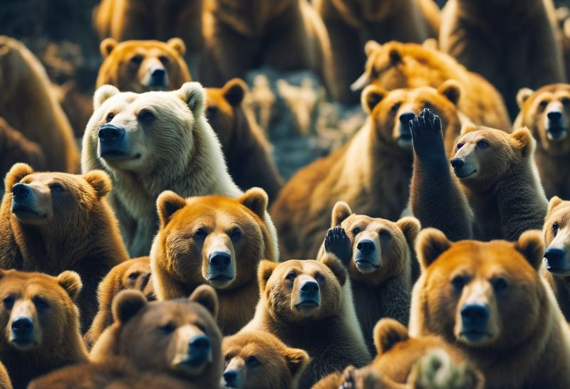 Group of brown bears