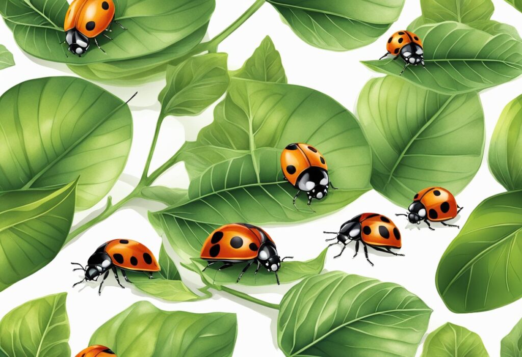 Ladybugs on leaves