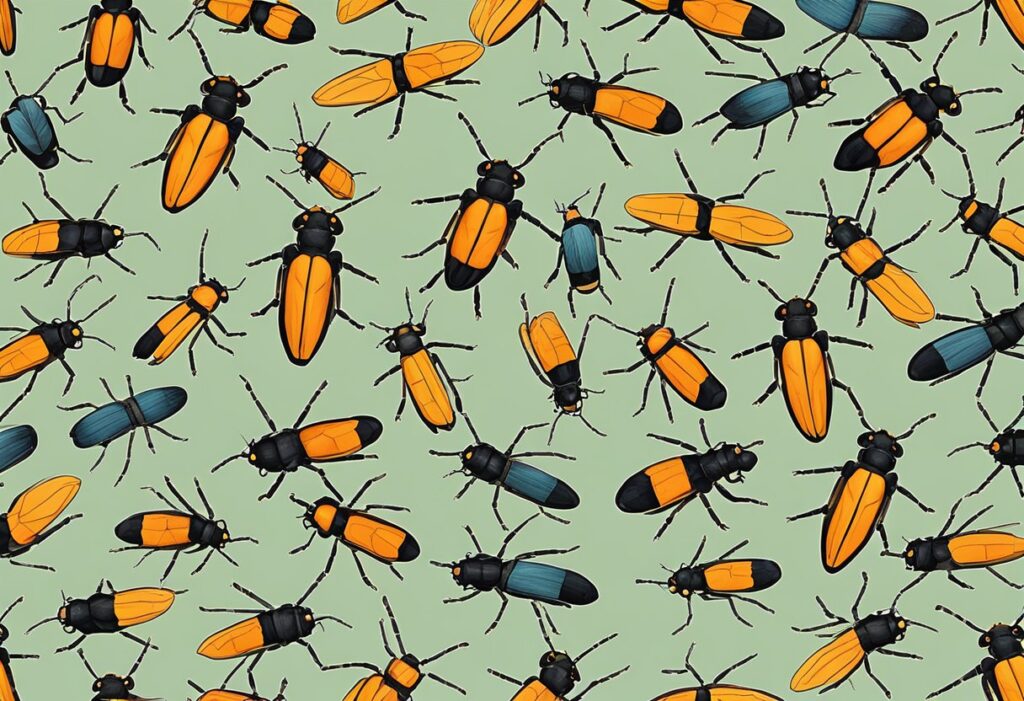 Yellow soldier beetles illustration