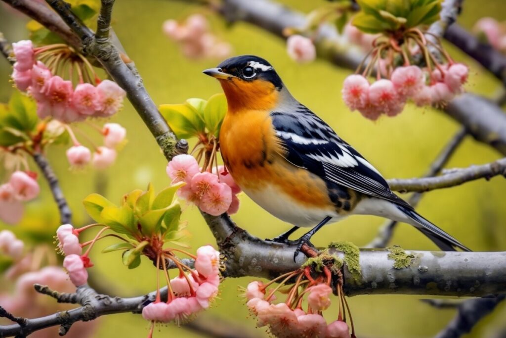 Varied Thrush feeding on Crab Apple Tree berry