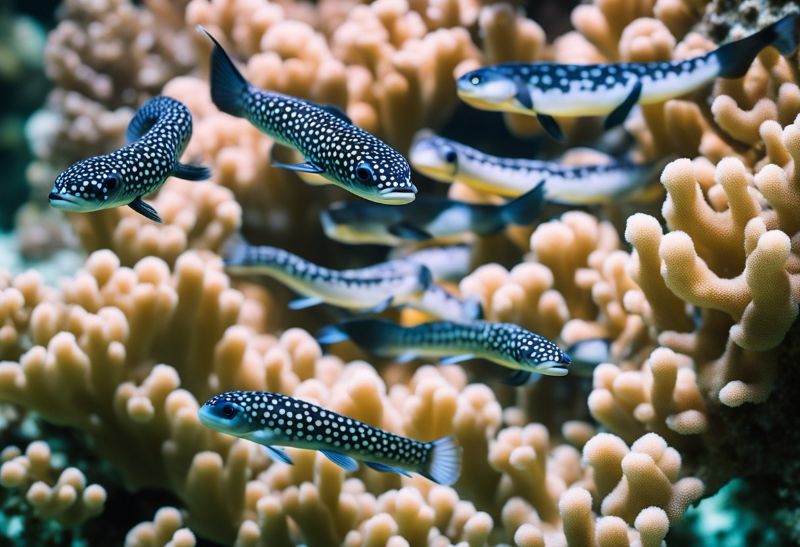 School of black spotted eel