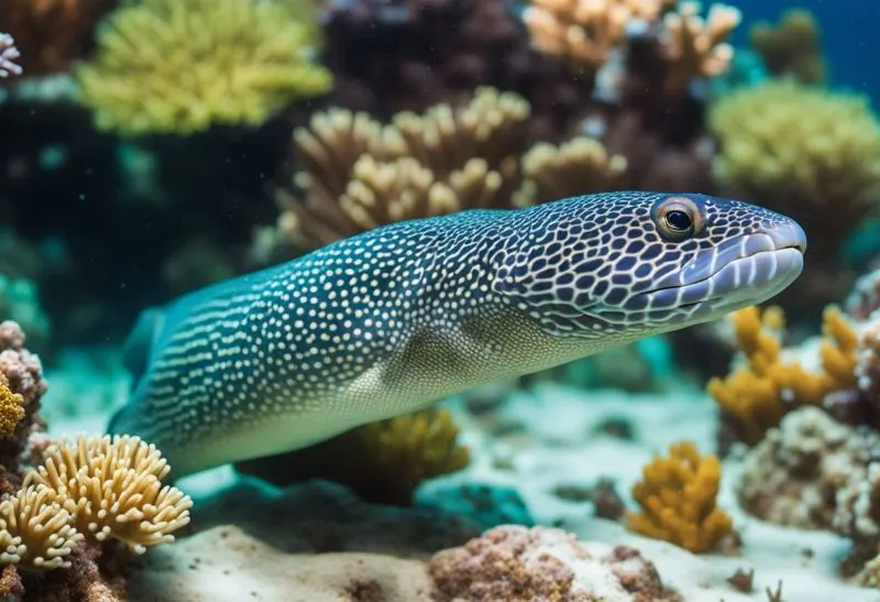 Spotted giant moray underwater 