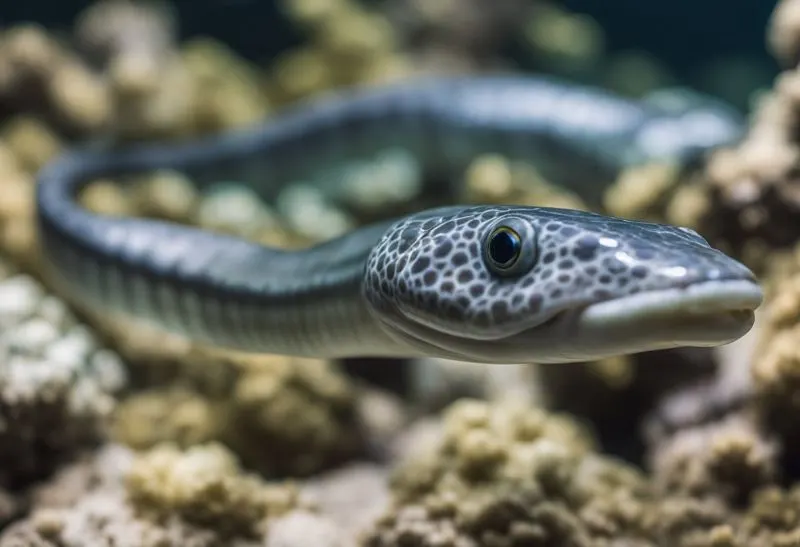Grey conger Grey conger slithering underwater