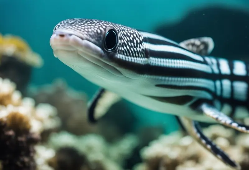 Half banded spiny eel Striped half banded spiny eel