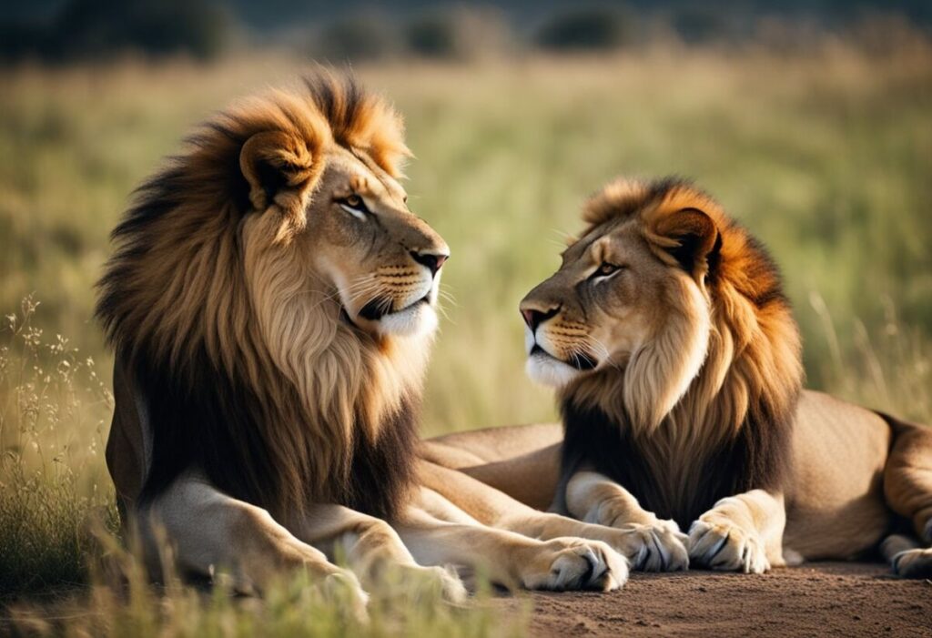 Lion face to face Lion looking face to face