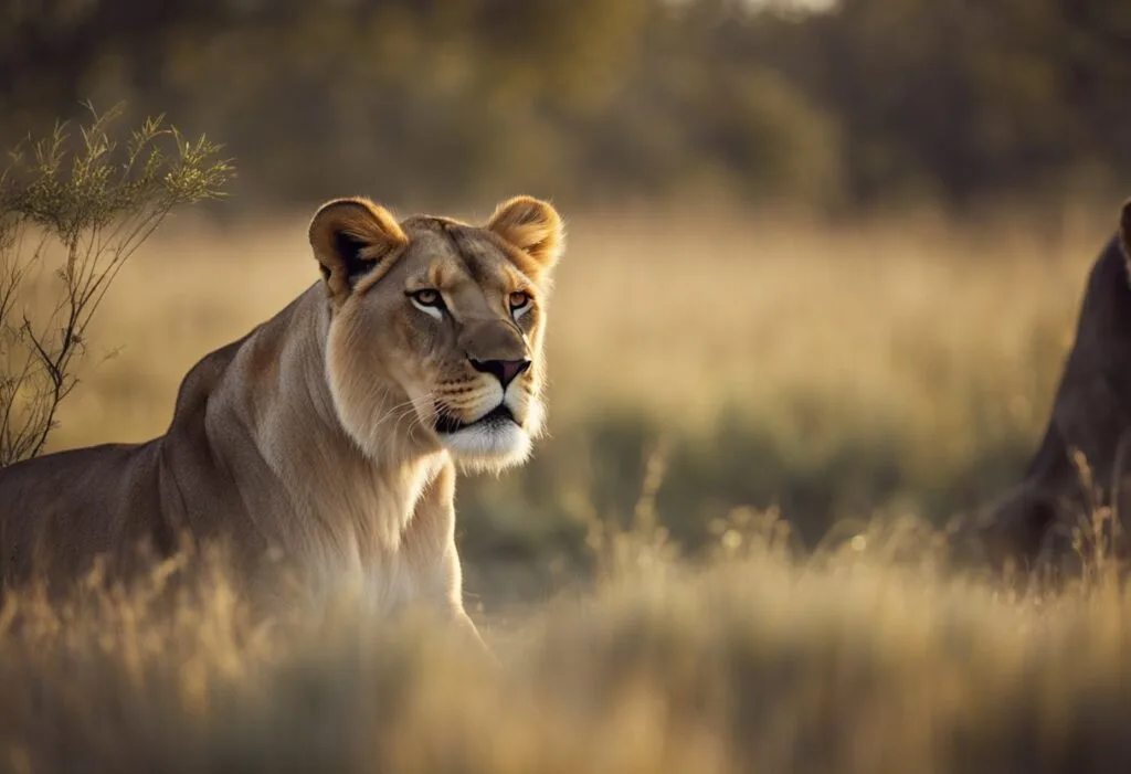 Lion sitting Lion looking afar