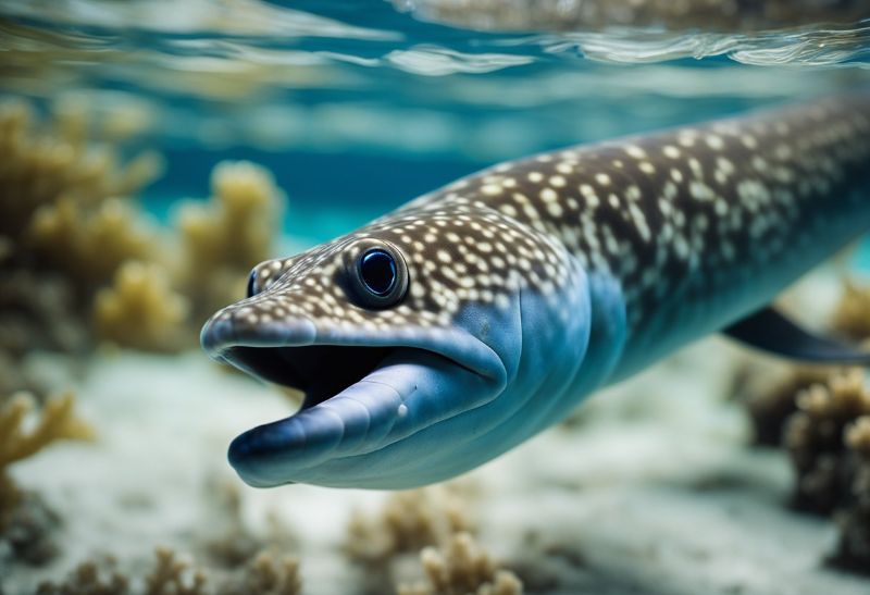 Sawtooth eel closeup underwater