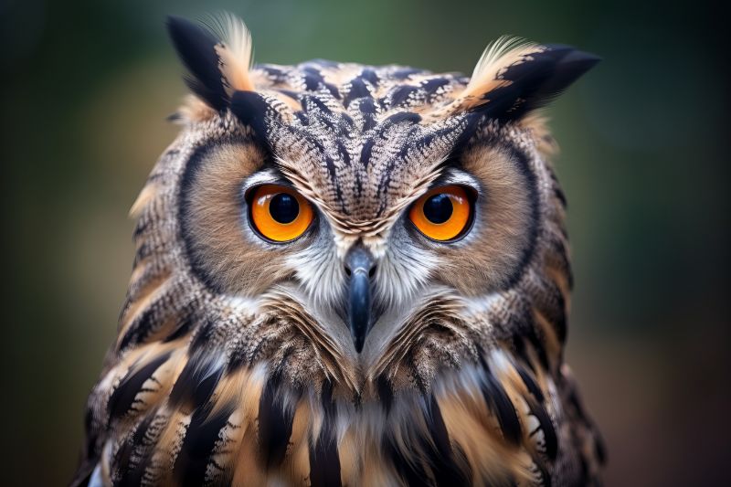 Close up shot of European eagle owl