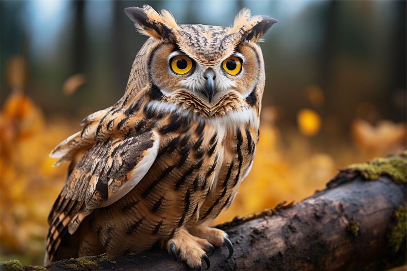 Spectacled owl sitting on a branch