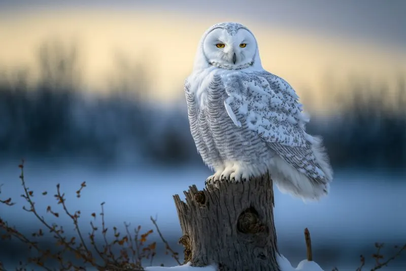 Wood owl waiting on its prey