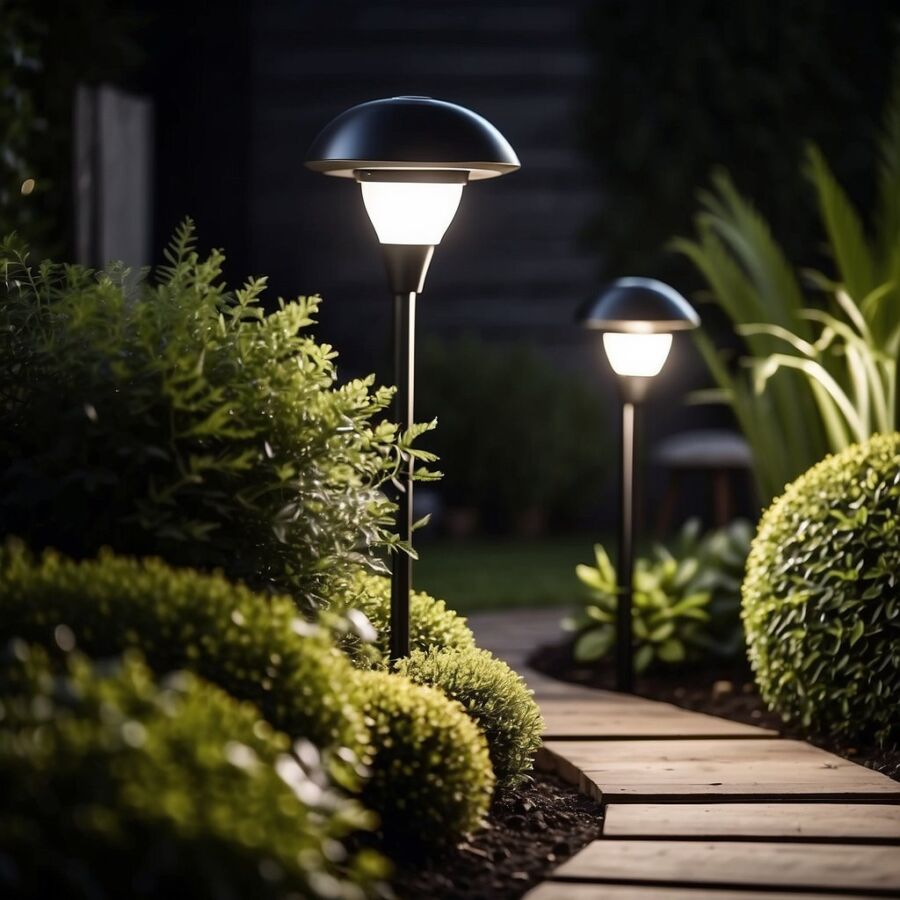 Solar Outdoor Lighting: How to Choose, Install, and Maintain It 4 Backyard with solar path lights, spotlights, and patio lighting
