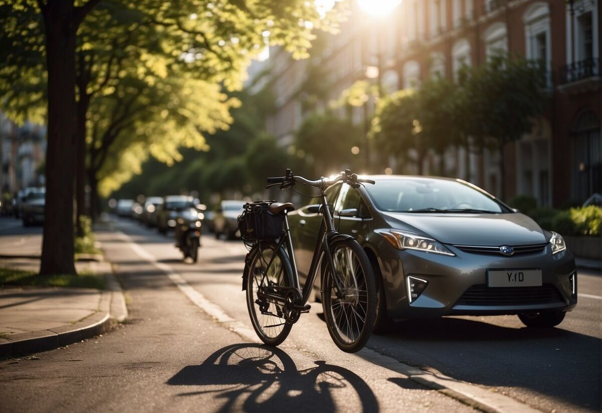 Eco-Friendly Living: 5 Practical Ways to Reduce Your Carbon Footprint 5 Bicycle beside an electric car at a solar charging station