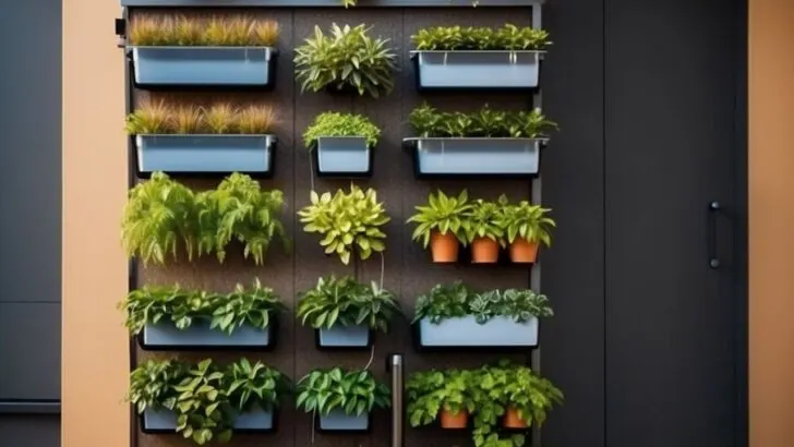 Vertical gardening with cascading plants on a wall