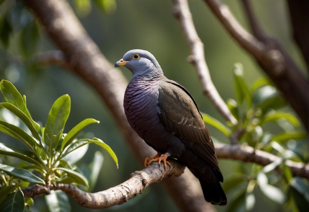 African Olive-pigeon with a maroon body and gray head